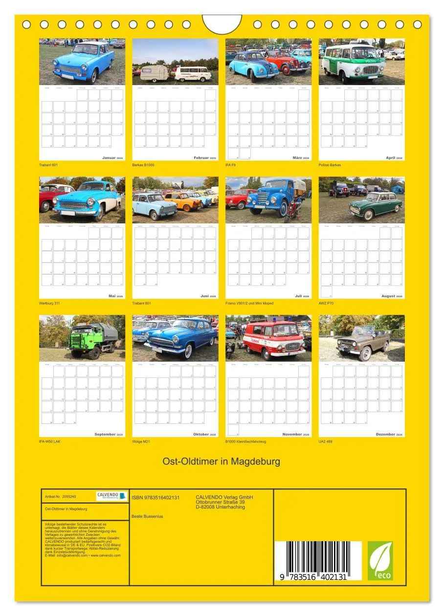 Bild: 9783516402131 | Ost-Oldtimer in Magdeburg (Wandkalender 2026 DIN A4 hoch), CALVENDO...