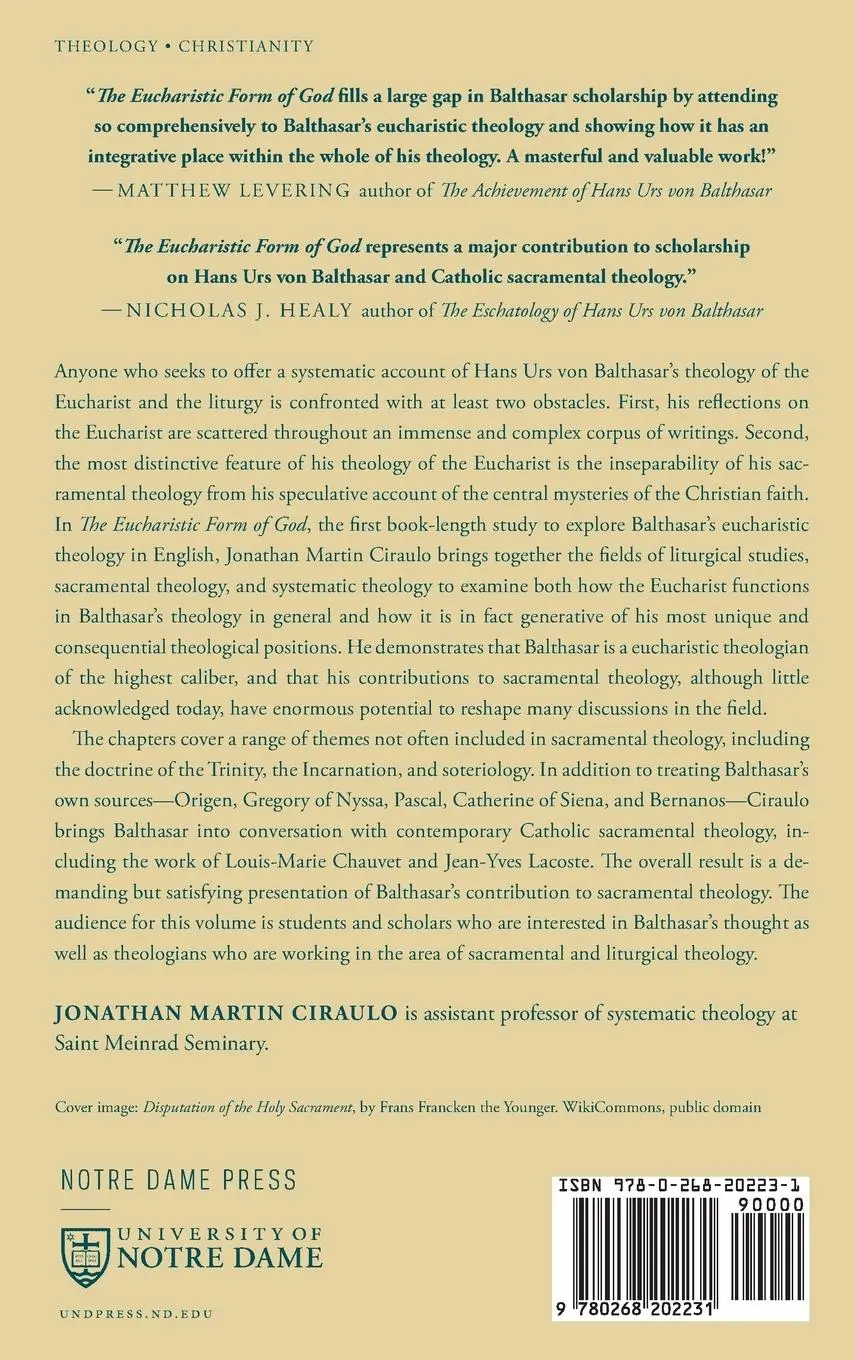 Rückseite: 9780268202231 | The Eucharistic Form of God | Jonathan Martin Ciraulo | Buch | 2022