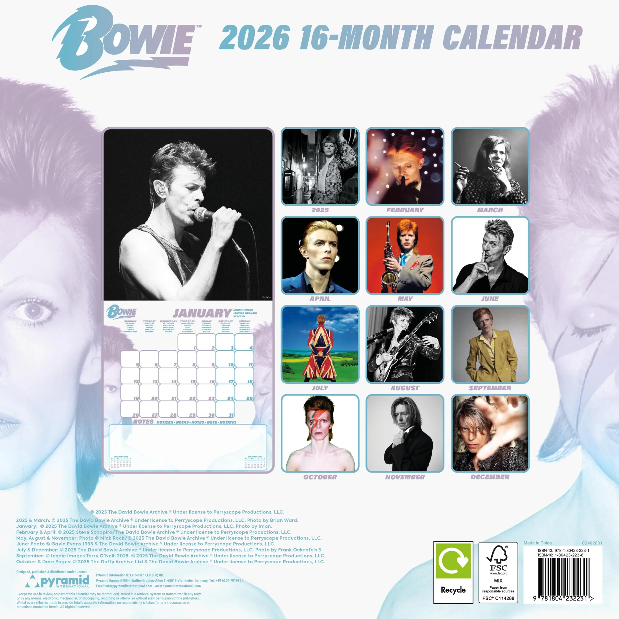 Rückseite: 9781804232231 | DAVID BOWIE - Broschürenkalender im Format 30 x 30 | Kalender | 28 S.