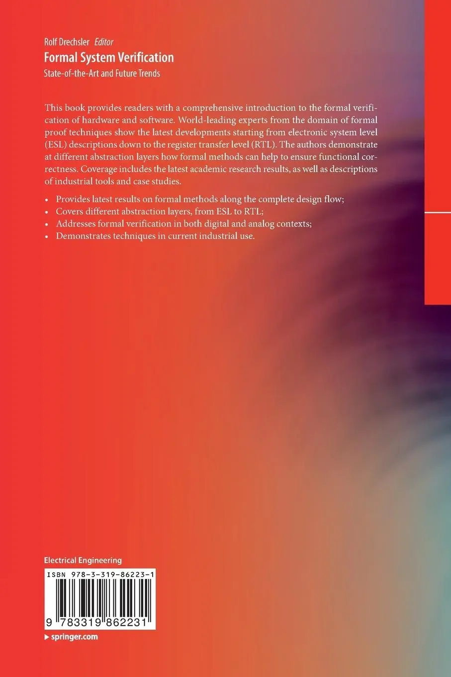 Rückseite: 9783319862231 | Formal System Verification | State-of the-Art and Future Trends | Buch
