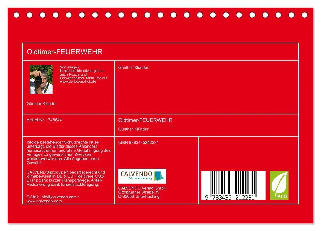 Bild: 9783435212231 | Oldtimer-FEUERWEHR (Tischkalender 2025 DIN A5 quer), CALVENDO...