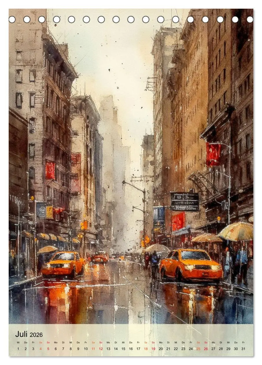 Bild: 9783516322231 | New York - ein Regentag (Tischkalender 2026 DIN A5 hoch), CALVENDO...