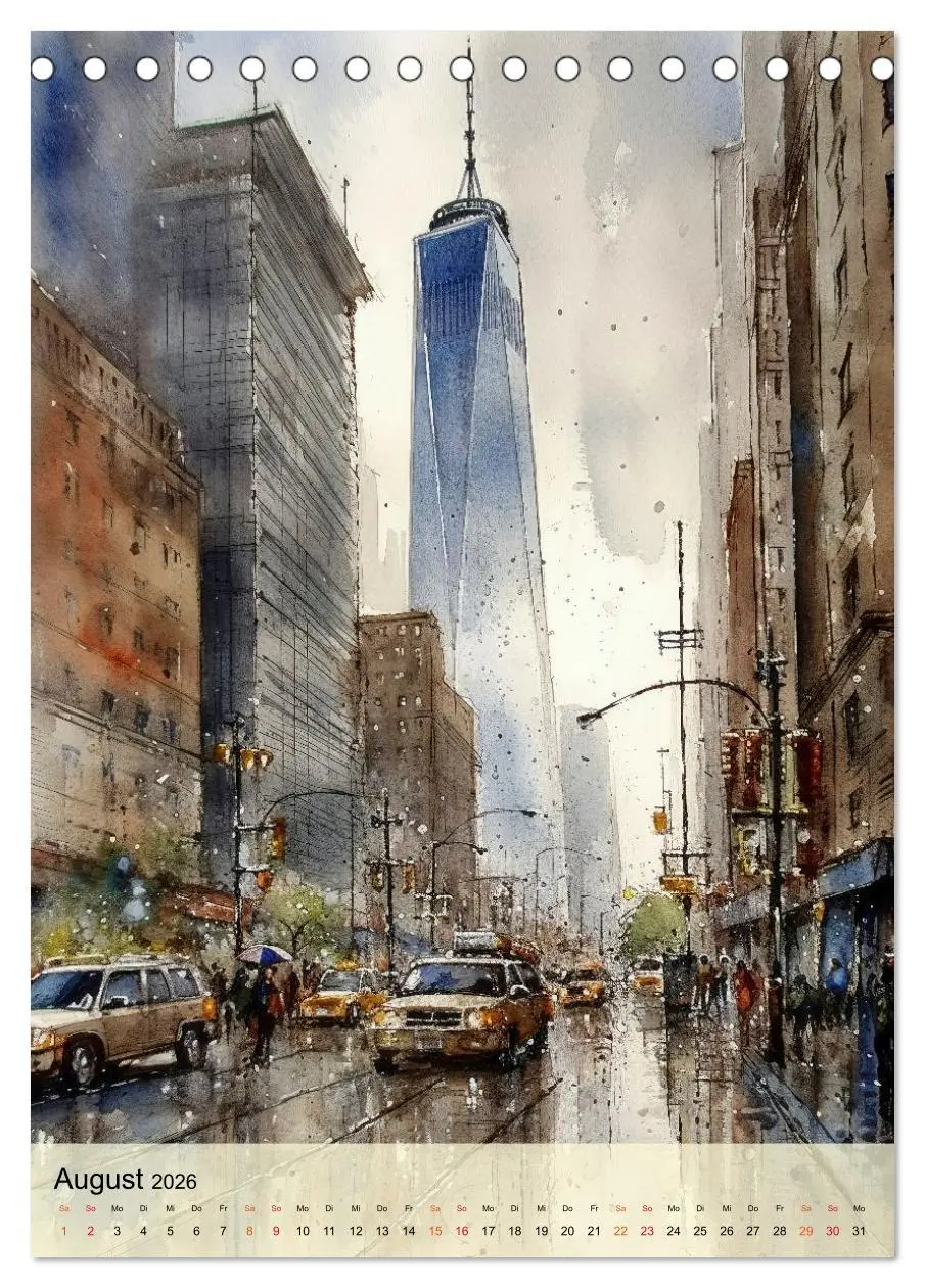 Bild: 9783516322231 | New York - ein Regentag (Tischkalender 2026 DIN A5 hoch), CALVENDO...