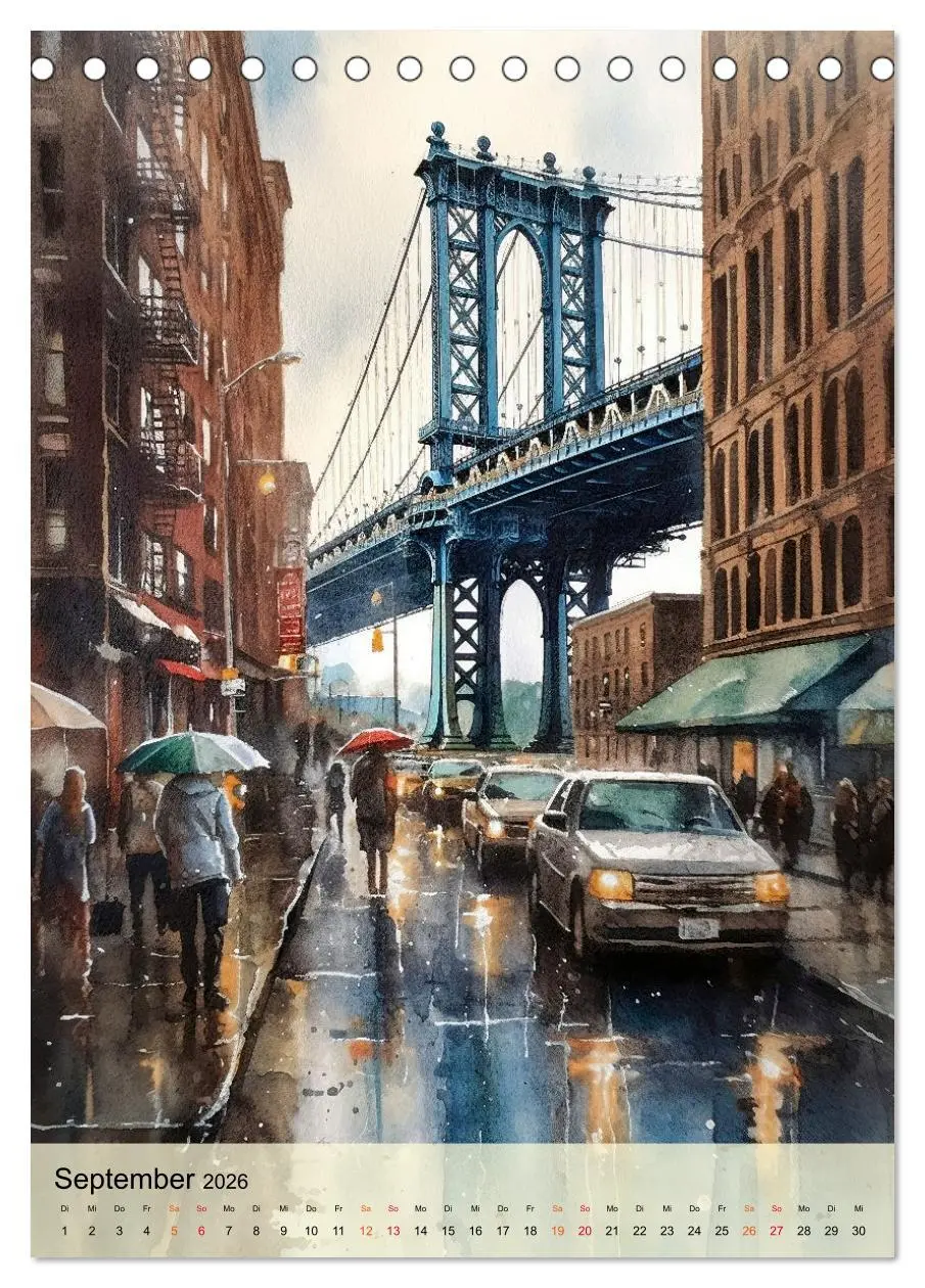 Bild: 9783516322231 | New York - ein Regentag (Tischkalender 2026 DIN A5 hoch), CALVENDO...