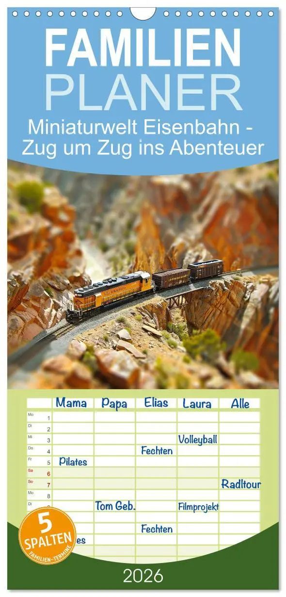 Cover: 9783516492231 | Familienplaner 2026 - Miniaturwelt Eisenbahn - Zug um Zug ins...