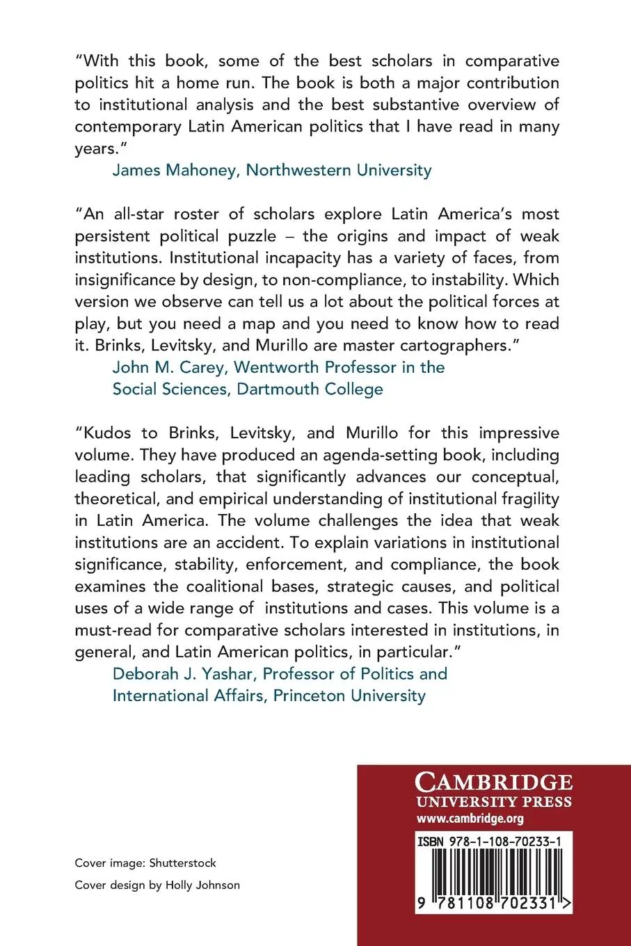 Rückseite: 9781108702331 | The Politics of Institutional Weakness in Latin America | Taschenbuch