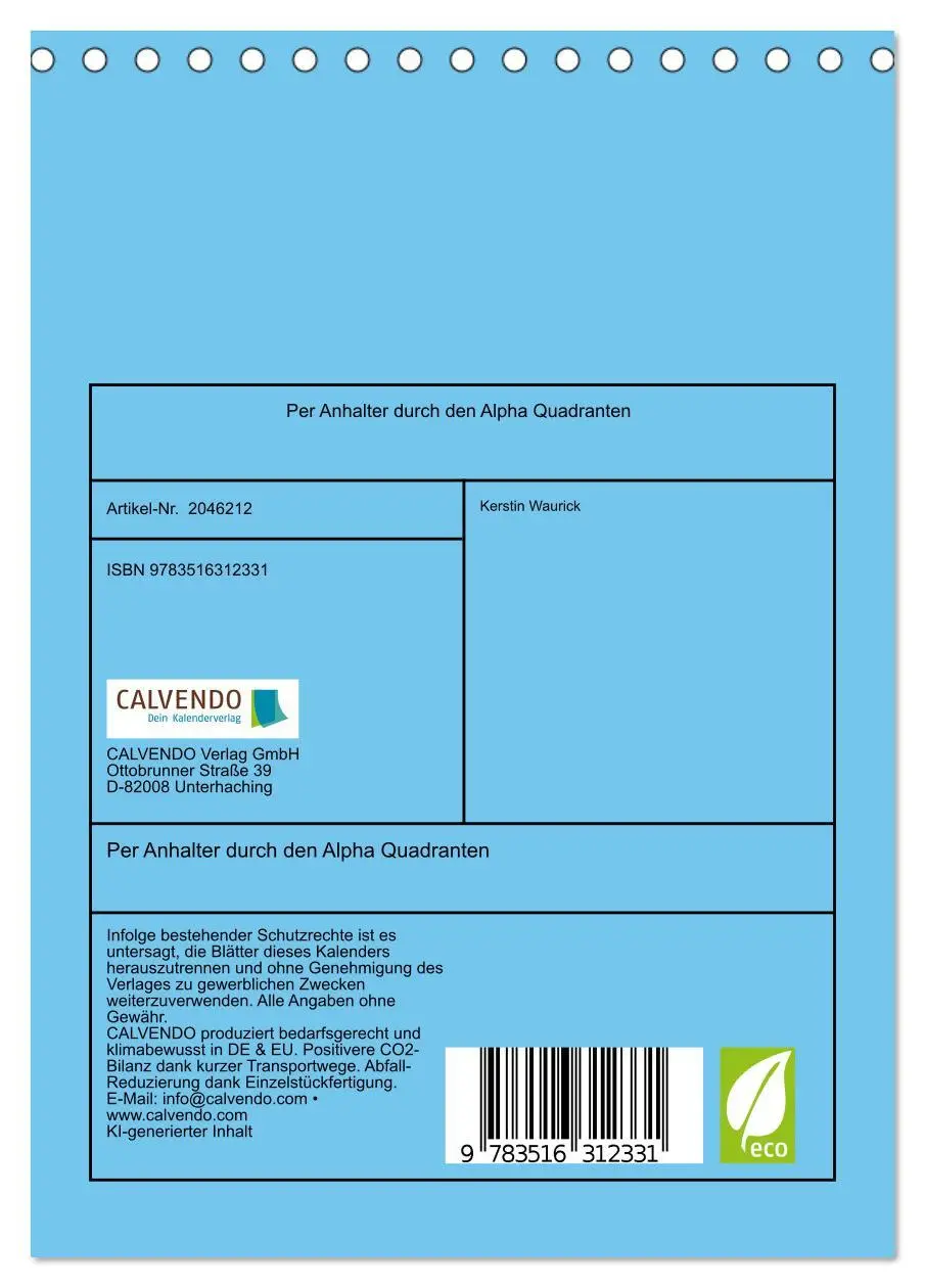 Bild: 9783516312331 | Per Anhalter durch den Alpha Quadranten (Tischkalender 2026 DIN A5...