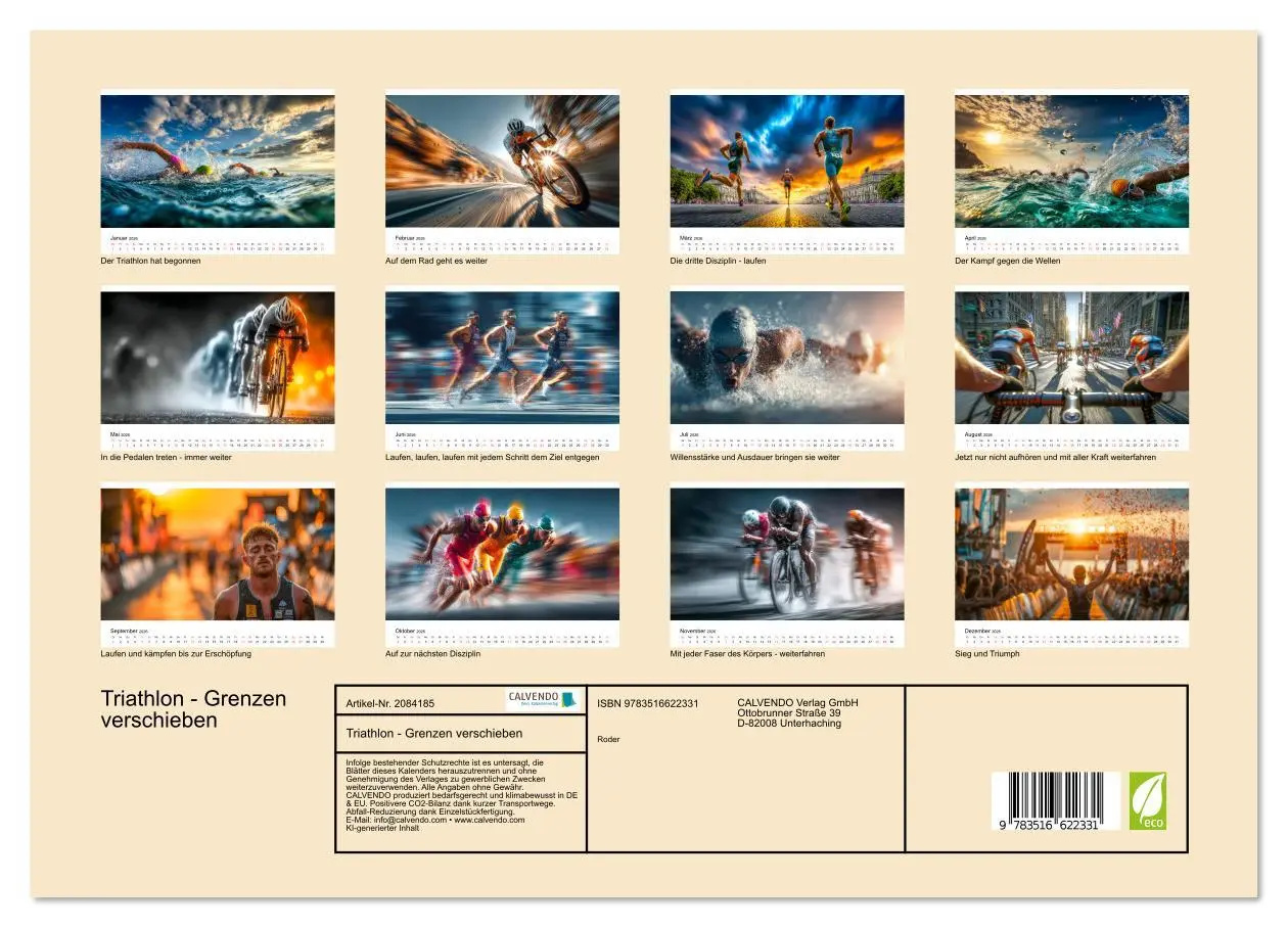 Bild: 9783516622331 | Triathlon - Grenzen verschieben (Wandkalender 2026 DIN A3 quer),...
