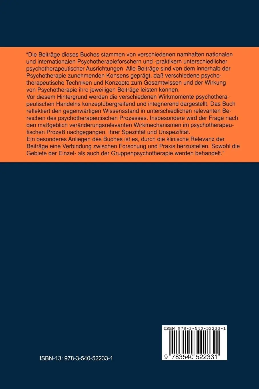 Rückseite: 9783540522331 | Psychotherapie - Welche Effekte verändern? | Dietmar Czogalik (u. a.)
