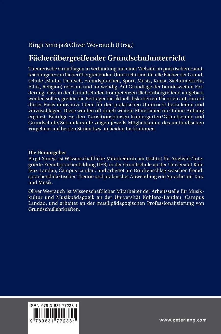 Rückseite: 9783631772331 | Fächerübergreifender Grundschulunterricht | Oliver Weyrauch (u. a.)
