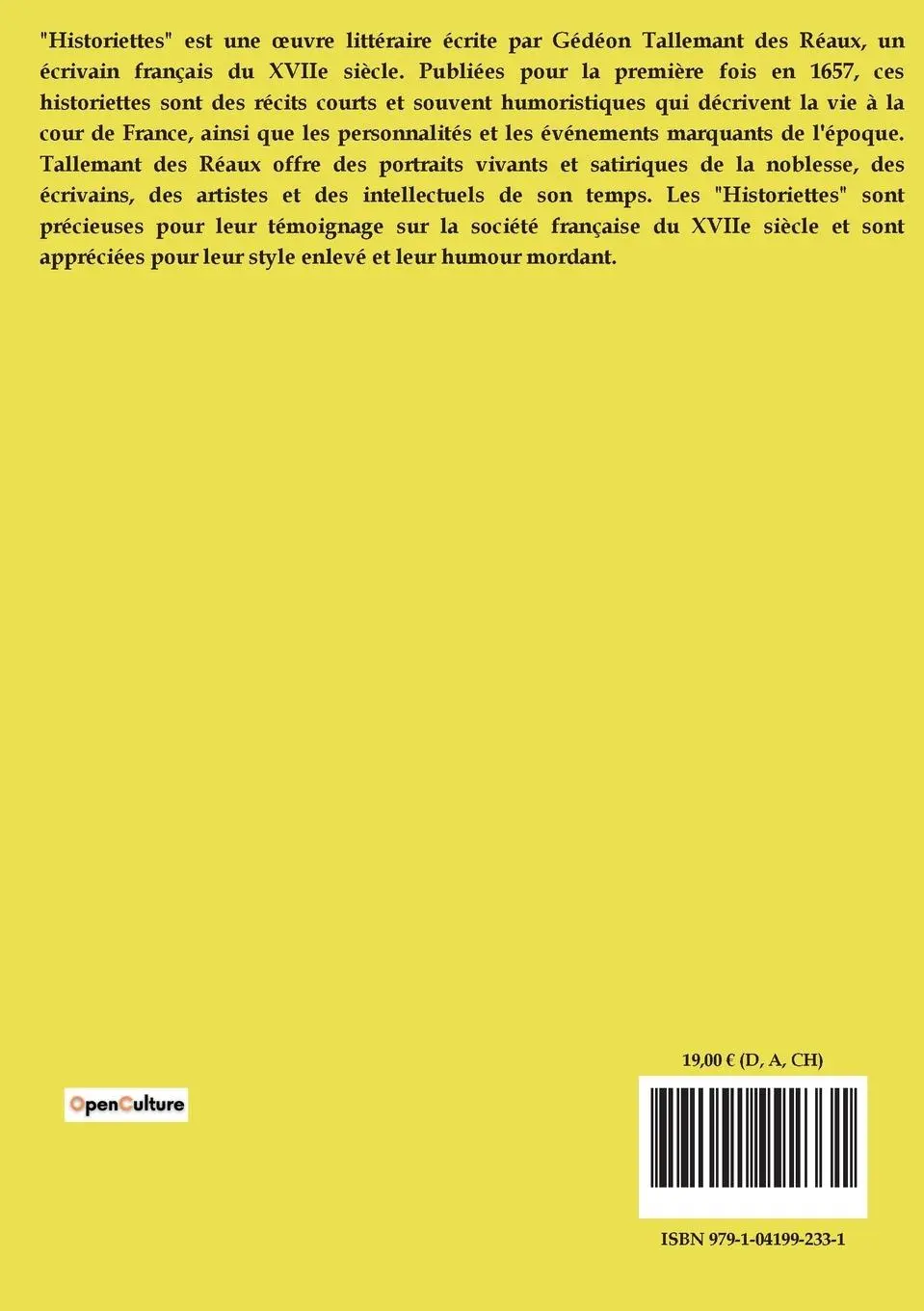 Rückseite: 9791041992331 | Historiettes | Gédéon Tallemant Des Réaux | Taschenbuch | Französisch