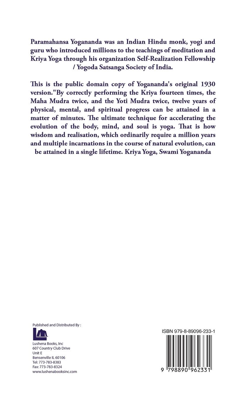 Rückseite: 9798890962331 | Kriya Yoga | Paramhansa Yogananda | Buch | Englisch | 2023