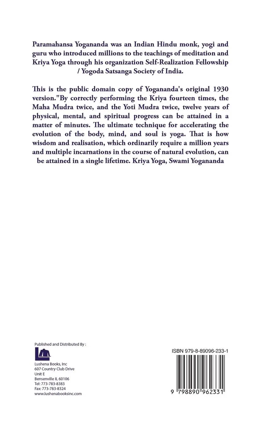 Rückseite: 9798890962331 | Kriya Yoga | Paramhansa Yogananda | Buch | Englisch | 2023