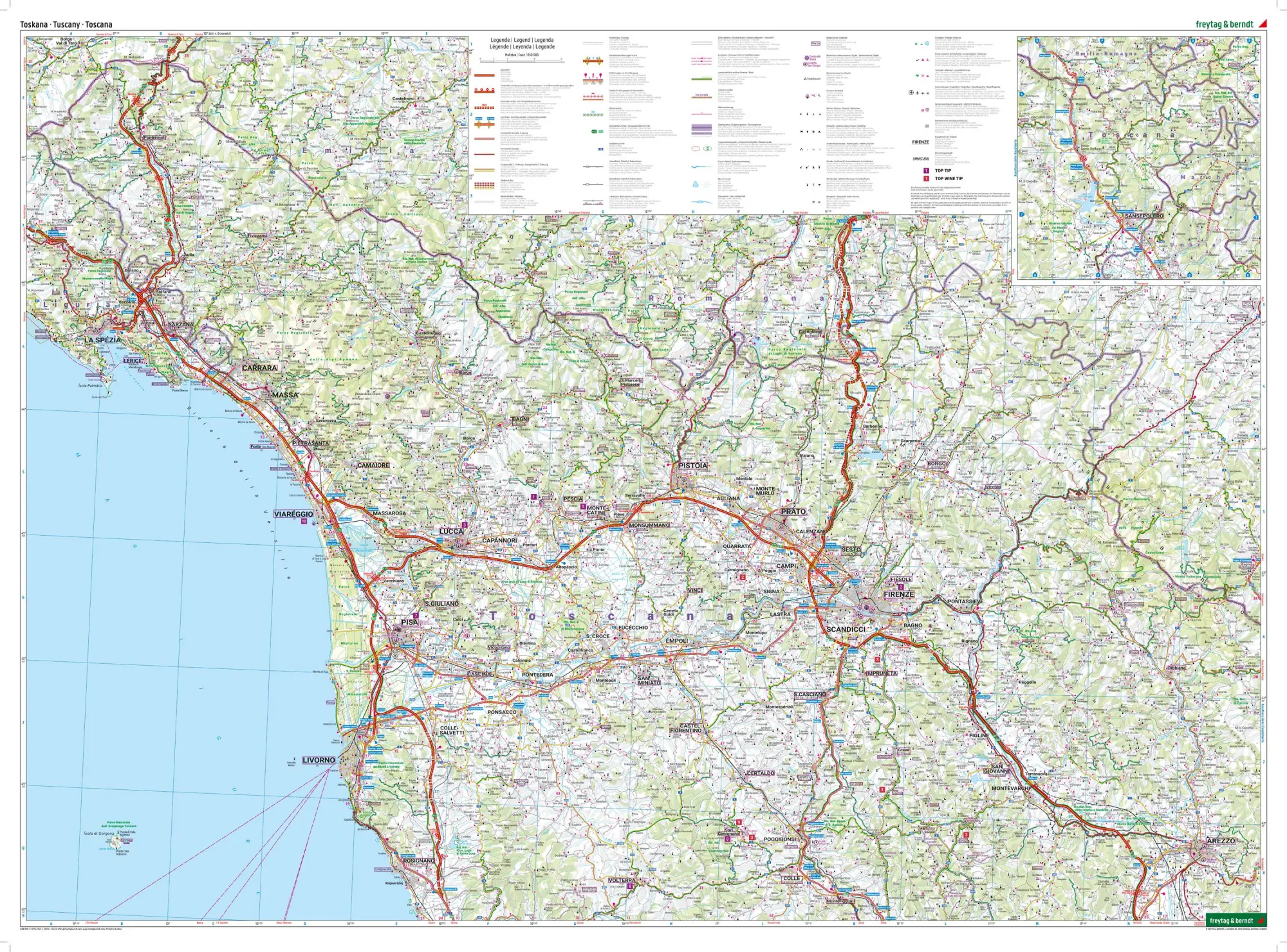 Bild: 9783707922431 | Toskana, Straßen- und Freizeitkarte 1:150.000, freytag &amp; berndt | 2023