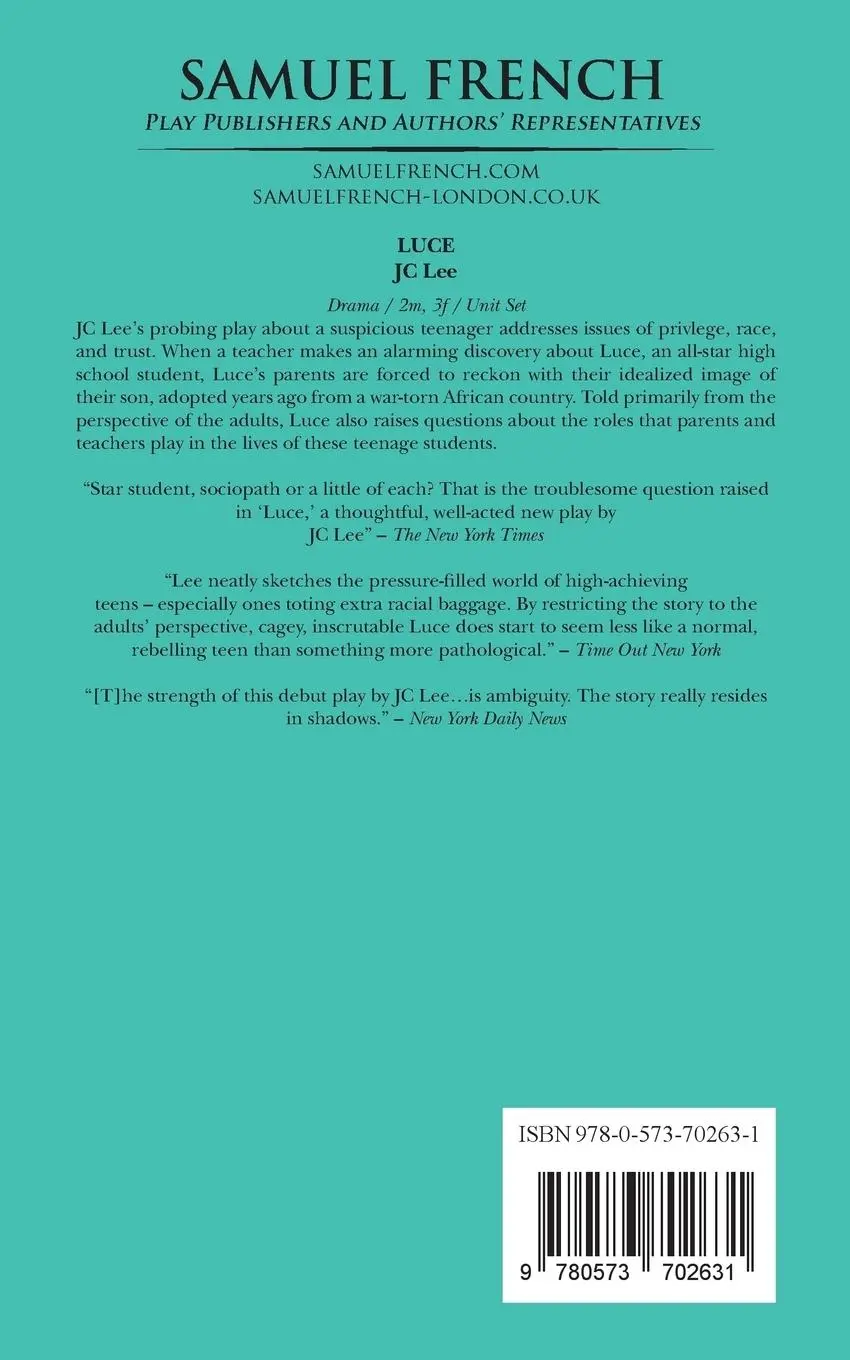 Rückseite: 9780573702631 | Luce | J C Lee | Taschenbuch | Englisch | 2014 | Samuel French, Inc.