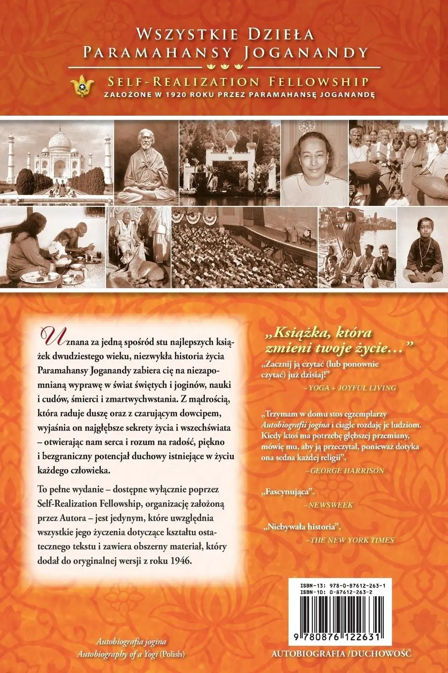 Rückseite: 9780876122631 | Autobiografii Jogina - Polish | Paramahansa Yogananda | Taschenbuch