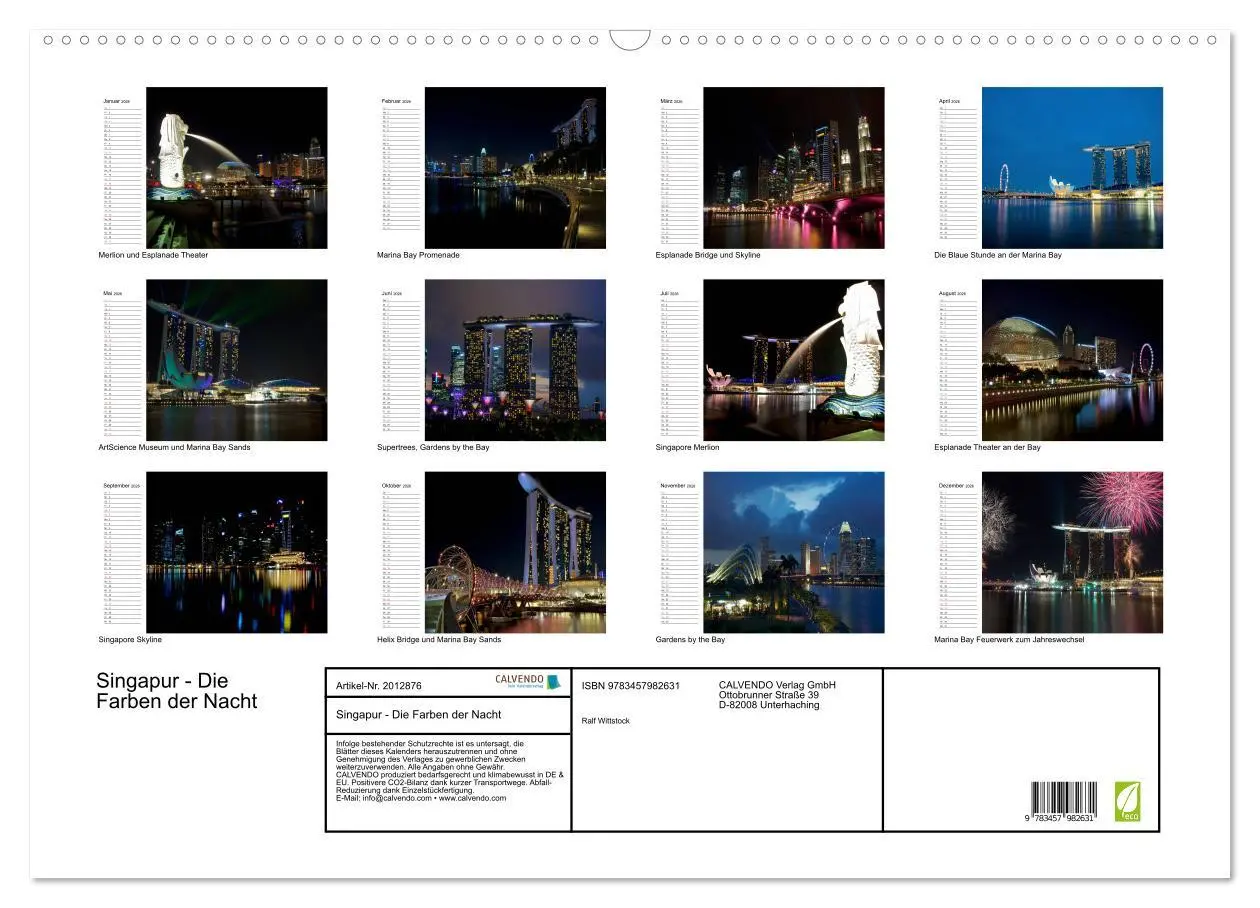 Bild: 9783457982631 | Singapur - Die Farben der Nacht (Wandkalender 2026 DIN A2 quer),...