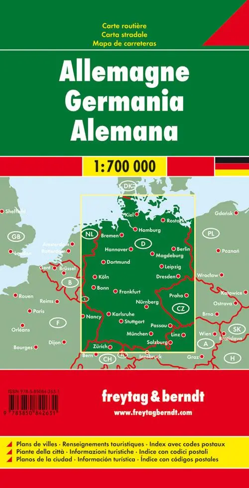 Rückseite: 9783850842631 | Deutschland, Autokarte 1:700.000 | freytag &amp; berndt | (Land-)Karte