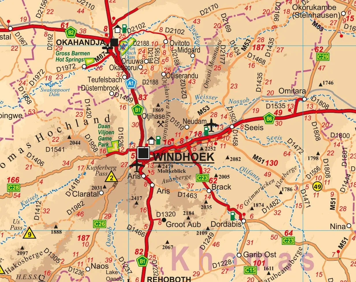 Bild: 9783943752731 | Namibia Road Map / Landkarte Campsite Edition | Uwe U. Jäschke | 2 S.