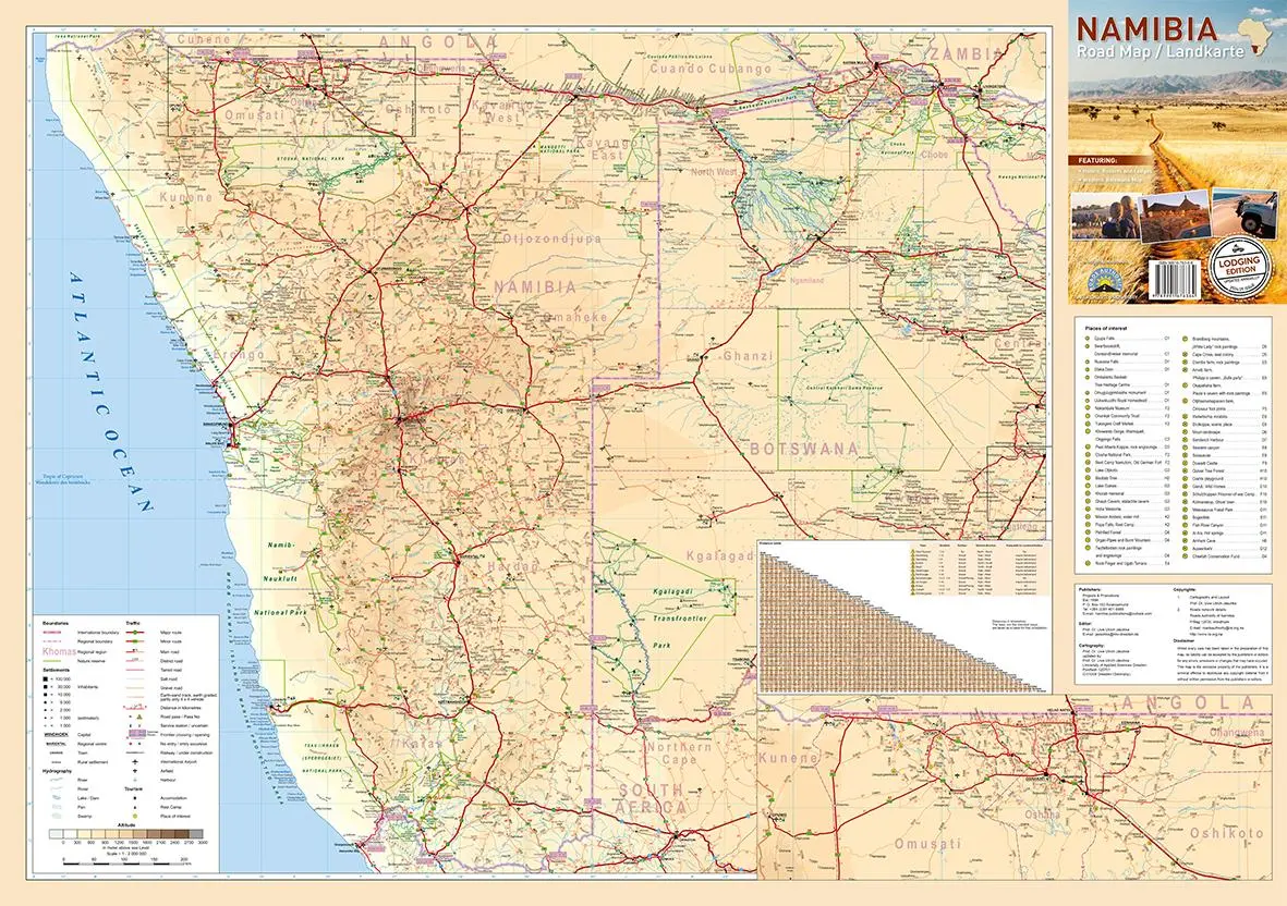 Bild: 9783943752731 | Namibia Road Map / Landkarte Campsite Edition | Uwe U. Jäschke | 2 S.