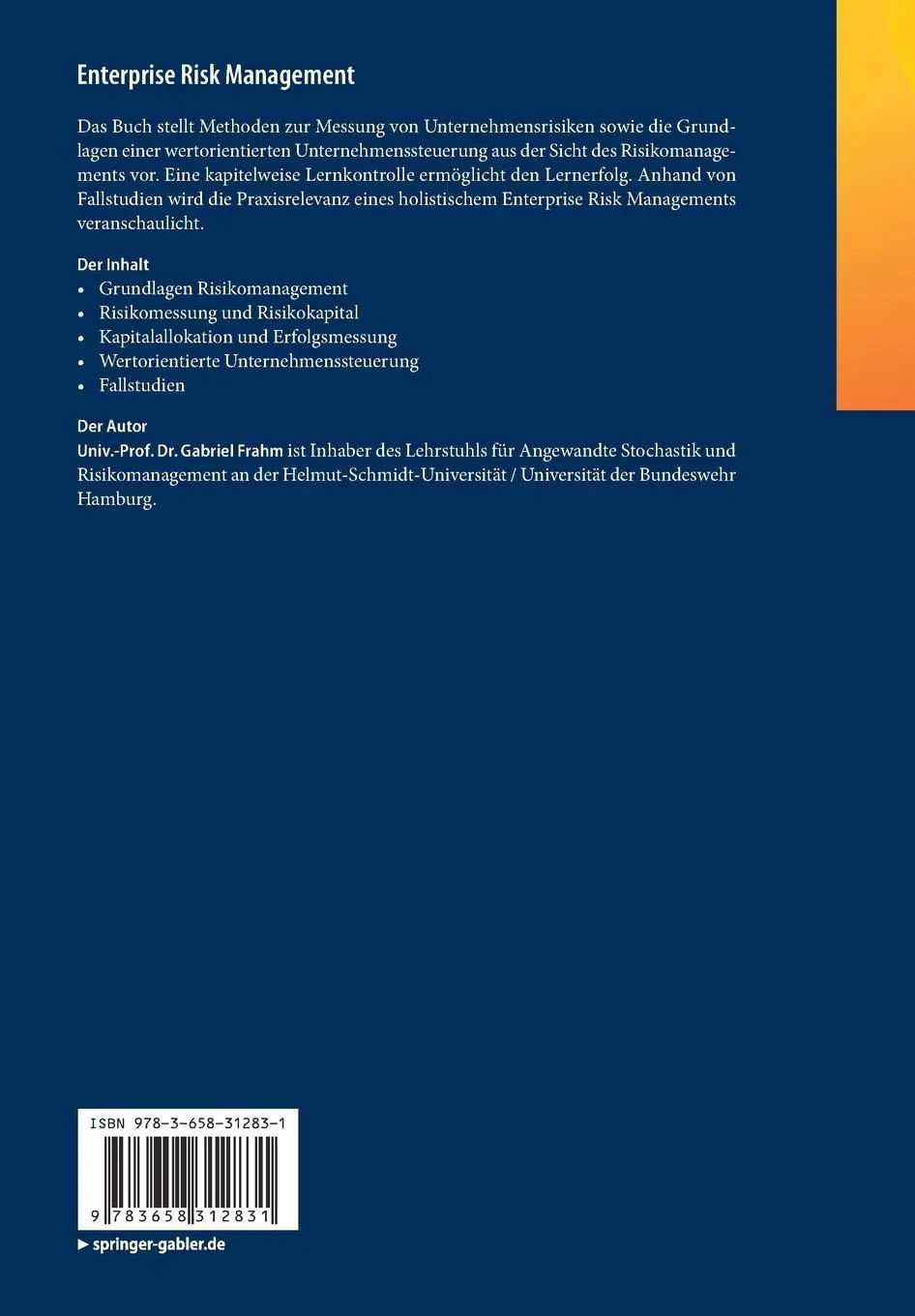 Rückseite: 9783658312831 | Enterprise Risk Management | Gabriel Frahm | Taschenbuch | Paperback