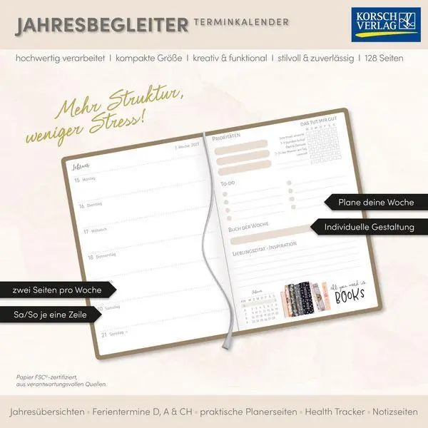 Bild: 9783819302831 | Terminkalender Jahresbegleiter Booklove 2027 | Korsch Verlag | Buch