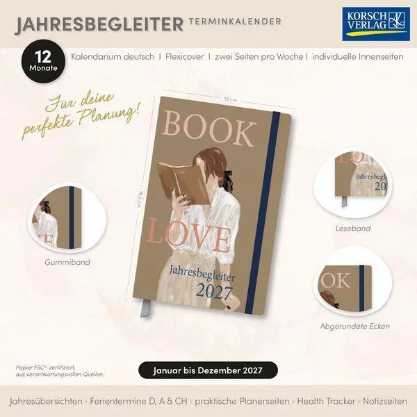 Bild: 9783819302831 | Terminkalender Jahresbegleiter Booklove 2027 | Korsch Verlag | Buch