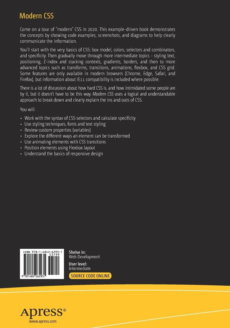 Rückseite: 9781484262931 | Modern CSS | Master the Key Concepts of CSS for Modern Web Development