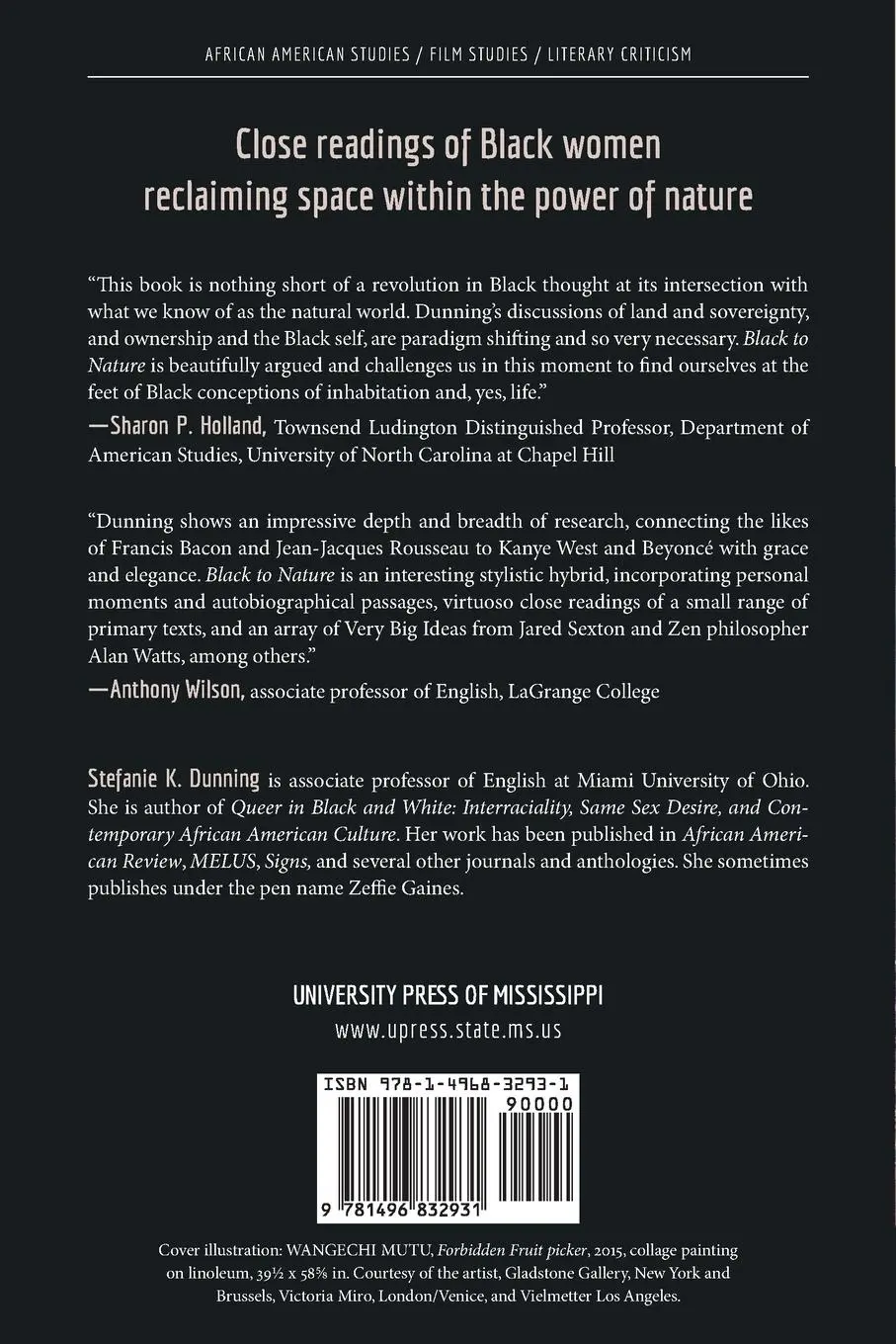 Rückseite: 9781496832931 | Black to Nature | Pastoral Return and African American Culture | Buch
