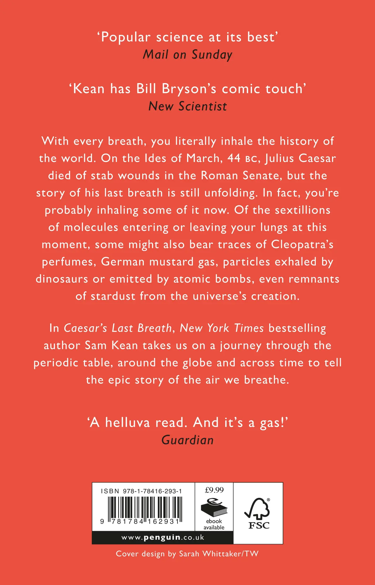 Rückseite: 9781784162931 | Caesar's Last Breath | The Epic Story of The Air Around Us | Sam Kean