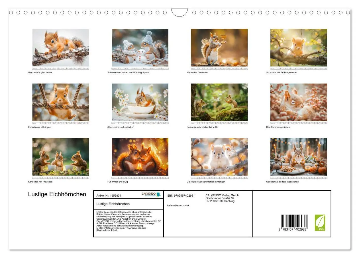 Bild: 9783457402931 | Lustige Eichhörnchen (Wandkalender 2026 DIN A3 quer), CALVENDO...