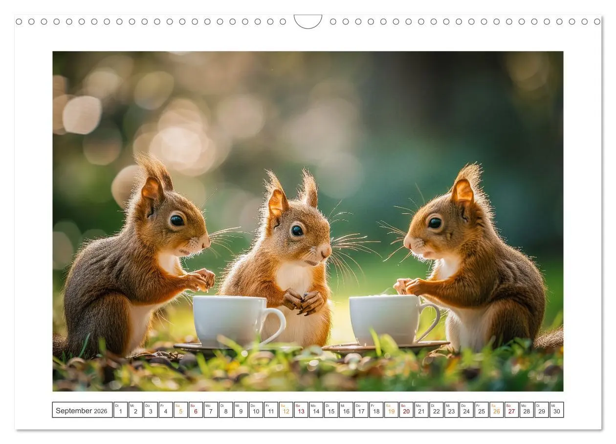 Bild: 9783457402931 | Lustige Eichhörnchen (Wandkalender 2026 DIN A3 quer), CALVENDO...