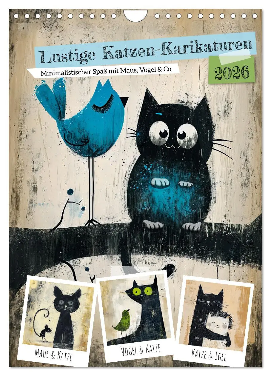 Cover: 9783516282931 | Lustige Katzen-Karikaturen - Minimalistischer Spaß mit Maus, Vogel...