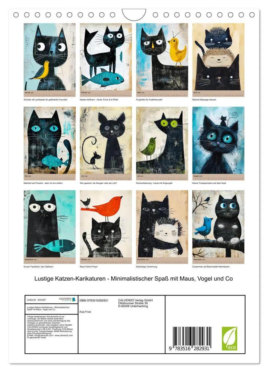 Bild: 9783516282931 | Lustige Katzen-Karikaturen - Minimalistischer Spaß mit Maus, Vogel...