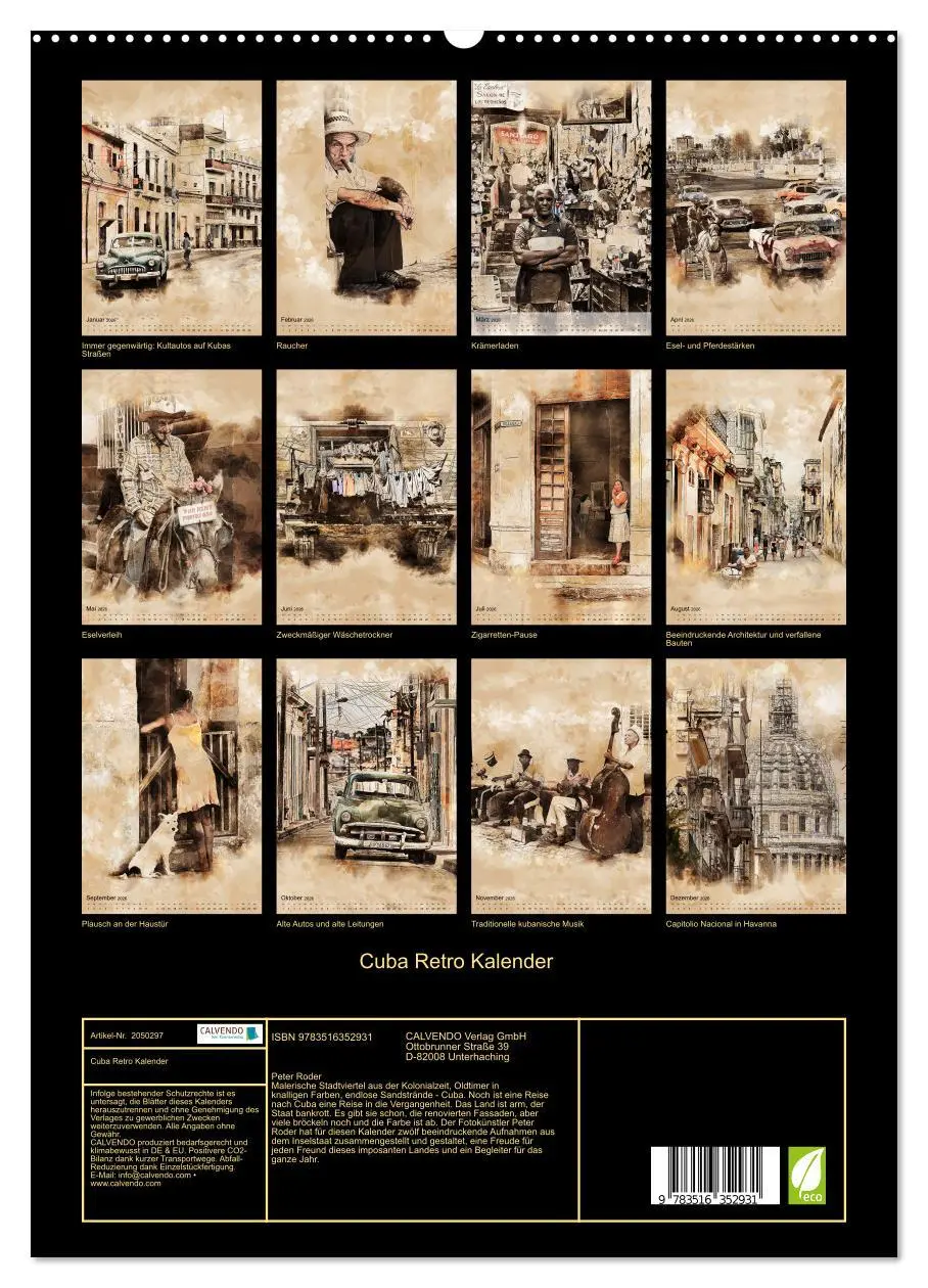 Bild: 9783516352931 | Cuba Retro Kalender (Wandkalender 2026 DIN A2 hoch), CALVENDO...