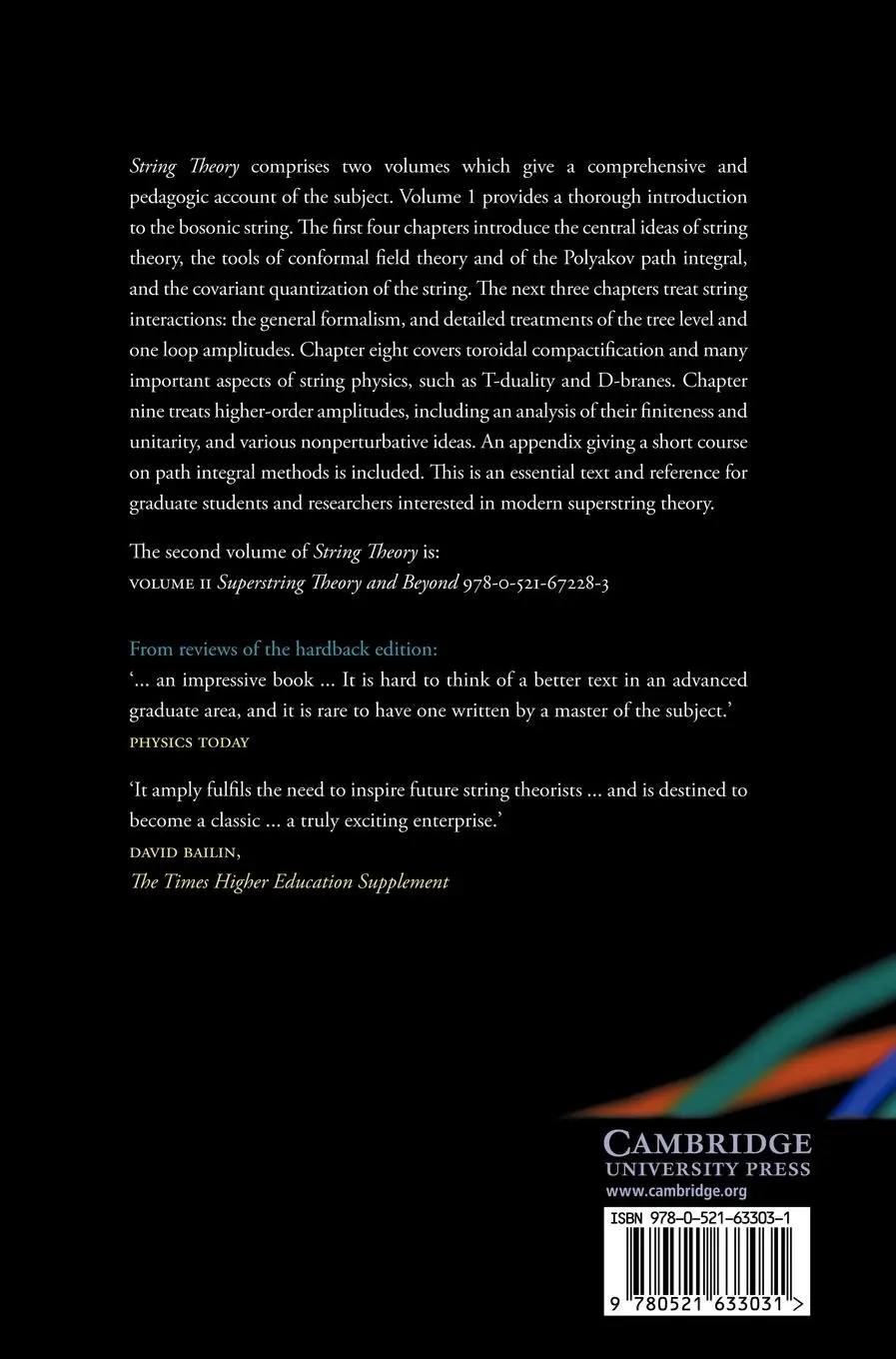 Rückseite: 9780521633031 | String Theory | Joseph Polchinski | Buch | Englisch | 2012
