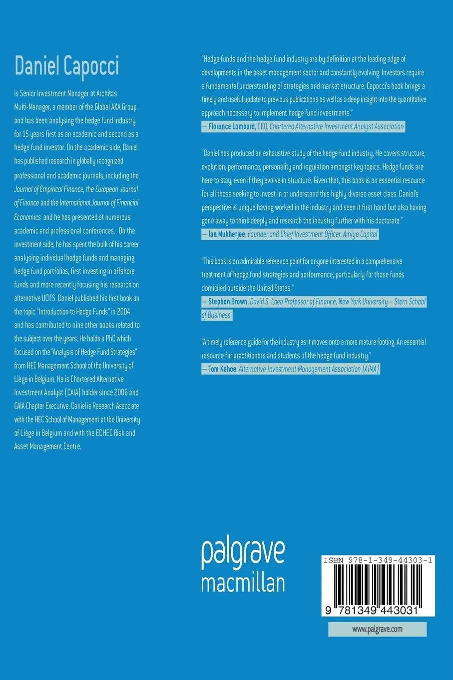 Rückseite: 9781349443031 | The Complete Guide to Hedge Funds and Hedge Fund Strategies | Capocci
