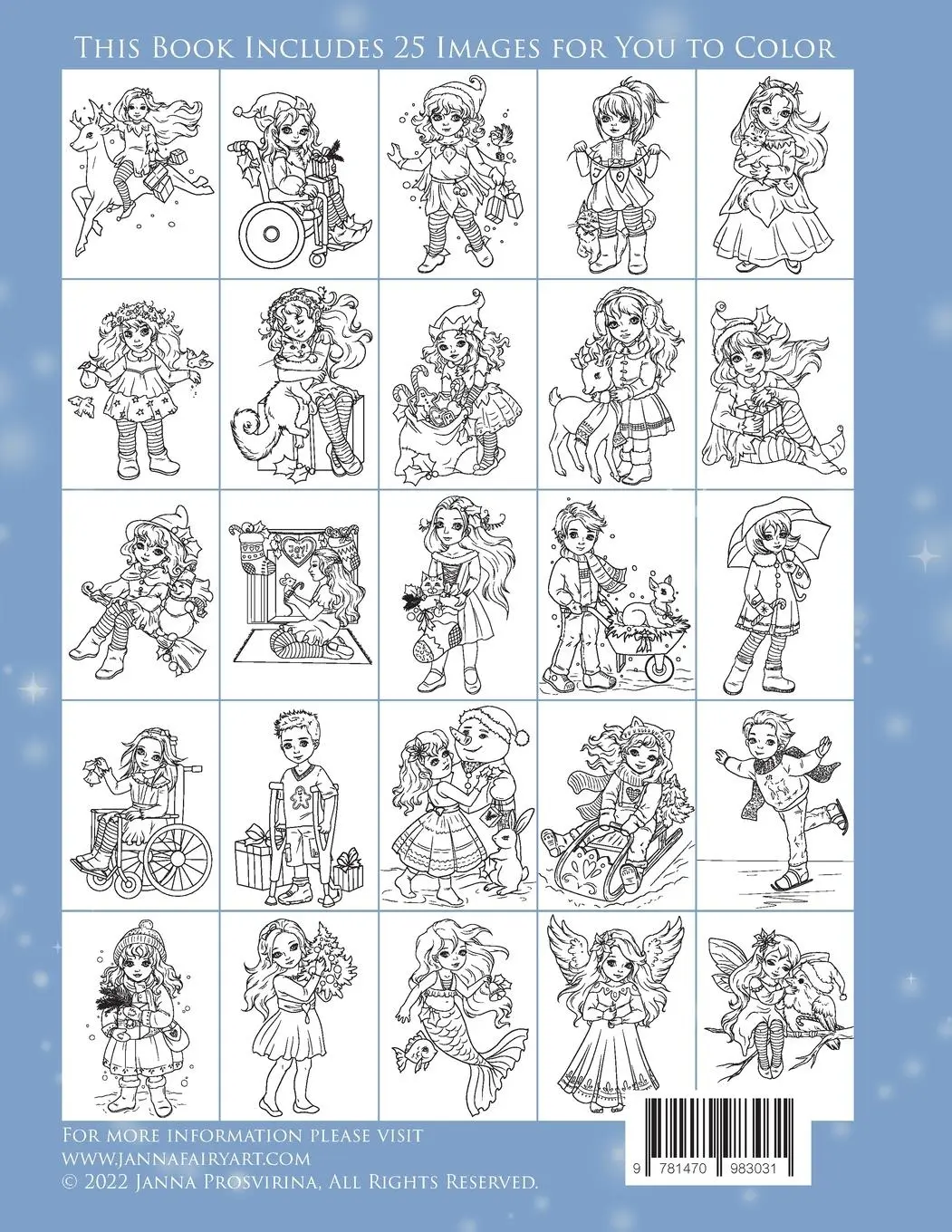 Rückseite: 9781470983031 | Whimsical Darlings | Christmas: Coloring Book | Janna Prosvirina