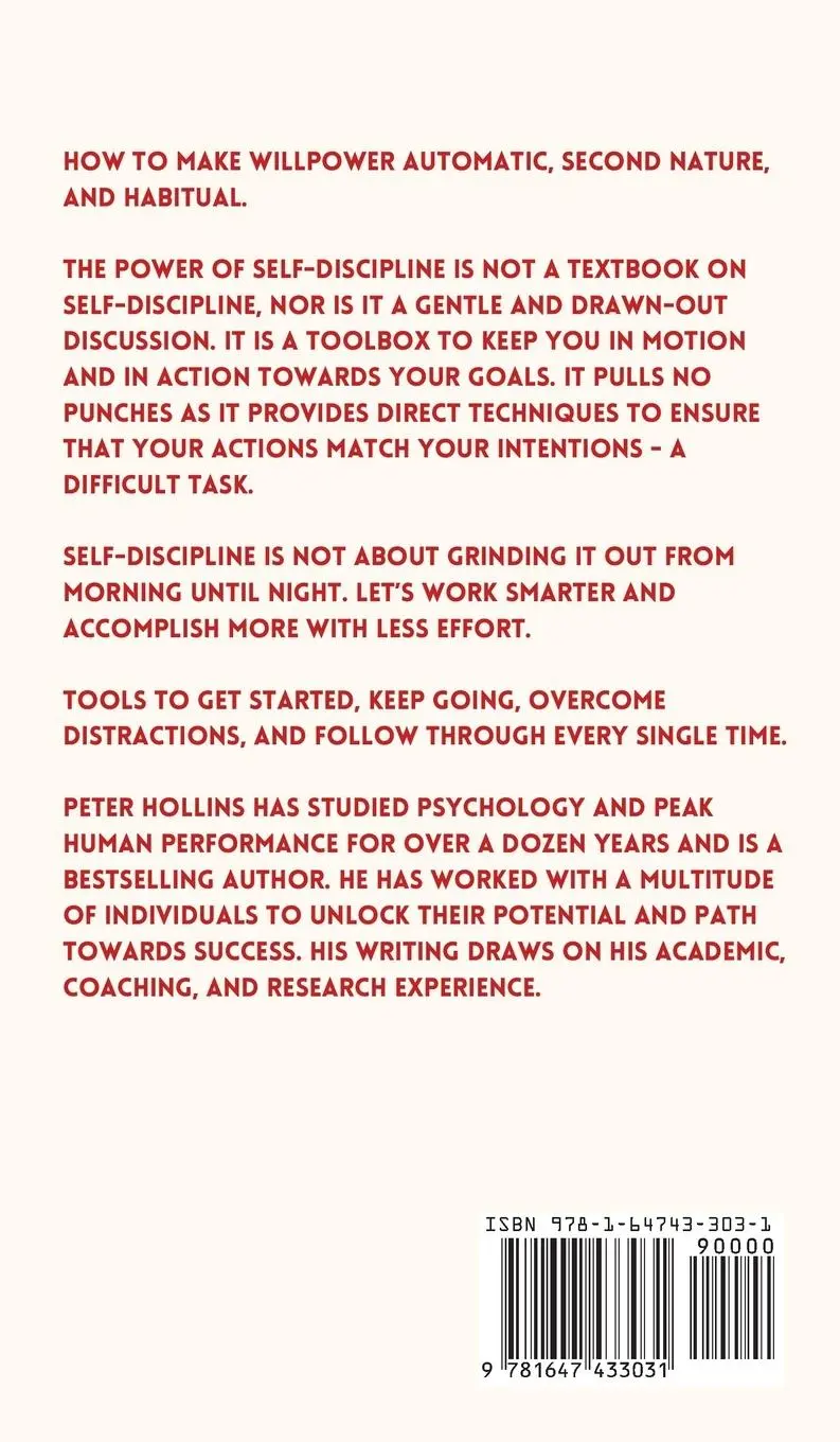 Rückseite: 9781647433031 | The Power of Self-Discipline | Peter Hollins | Buch | Englisch | 2021