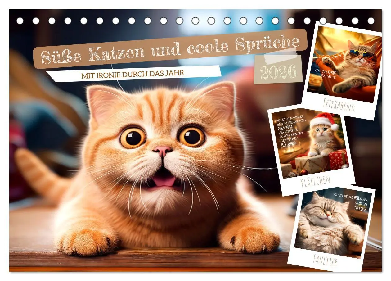 Cover: 9783457463031 | Süße Katzen und coole Sprüche (Tischkalender 2026 DIN A5 quer),...