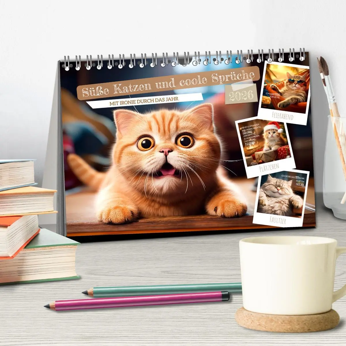 Bild: 9783457463031 | Süße Katzen und coole Sprüche (Tischkalender 2026 DIN A5 quer),...
