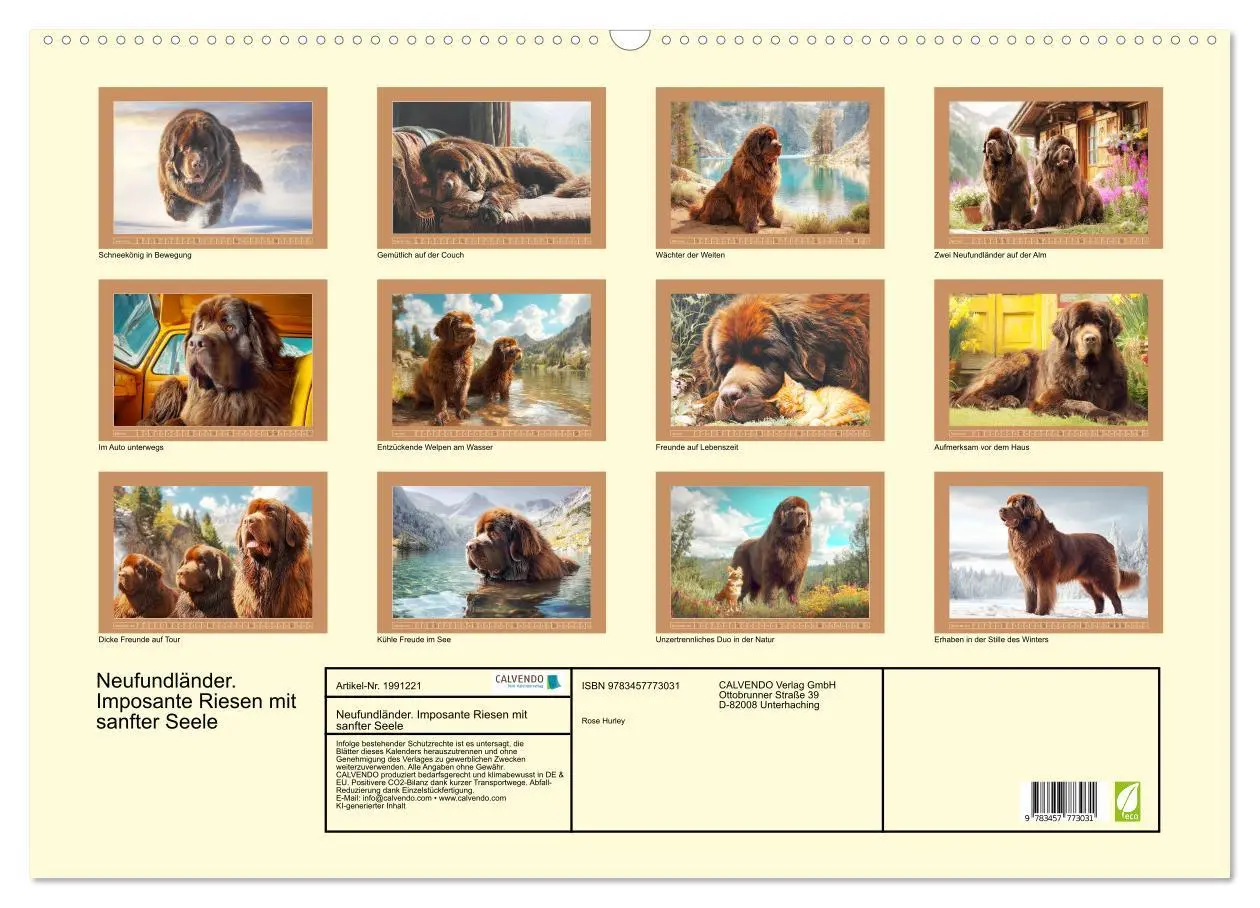 Bild: 9783457773031 | Neufundländer. Imposante Riesen mit sanfter Seele (Wandkalender...