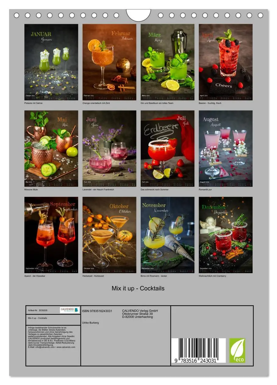 Bild: 9783516243031 | Mix it up - Cocktails (Wandkalender 2026 DIN A4 hoch), CALVENDO...