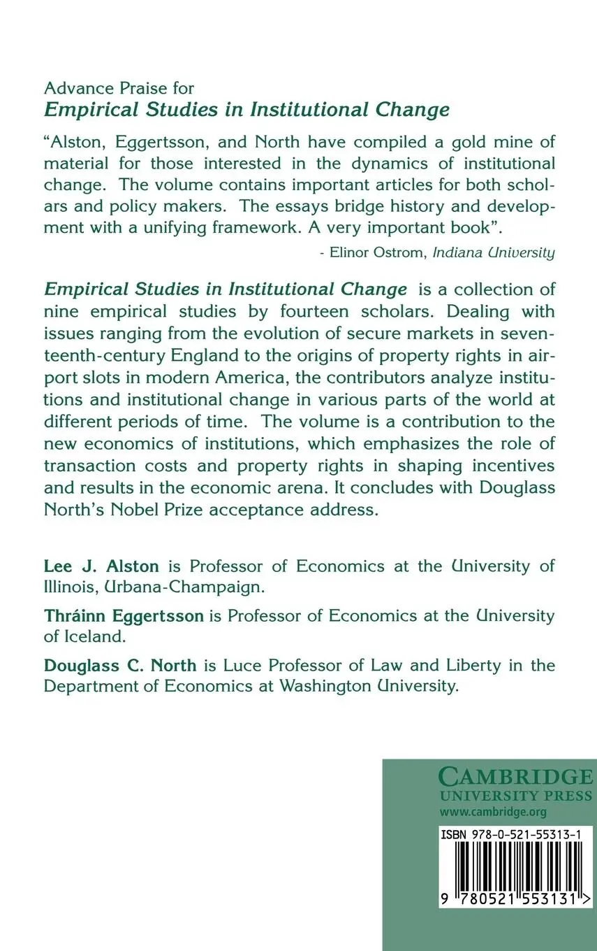 Rückseite: 9780521553131 | Empirical Studies in Institutional Change | Lee J. Alston (u. a.)