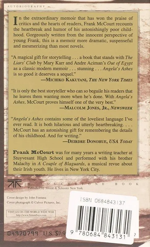 Rückseite: 9780684843131 | Angela's Ashes | A Memoir | Frank McCourt | Taschenbuch | 460 S.