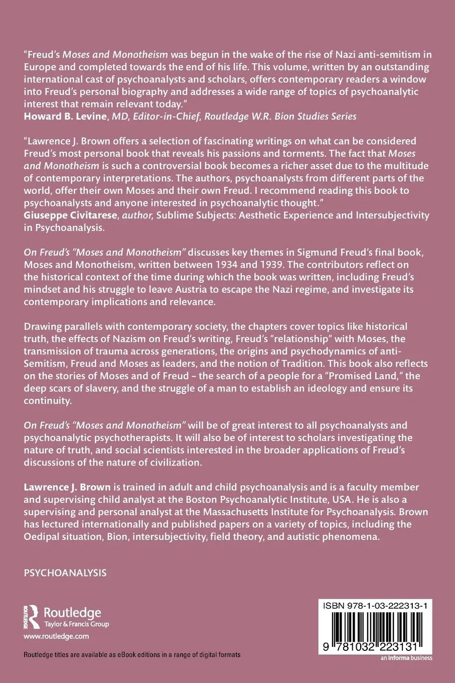 Rückseite: 9781032223131 | On Freud's "Moses and Monotheism" | Brown | Taschenbuch | Englisch