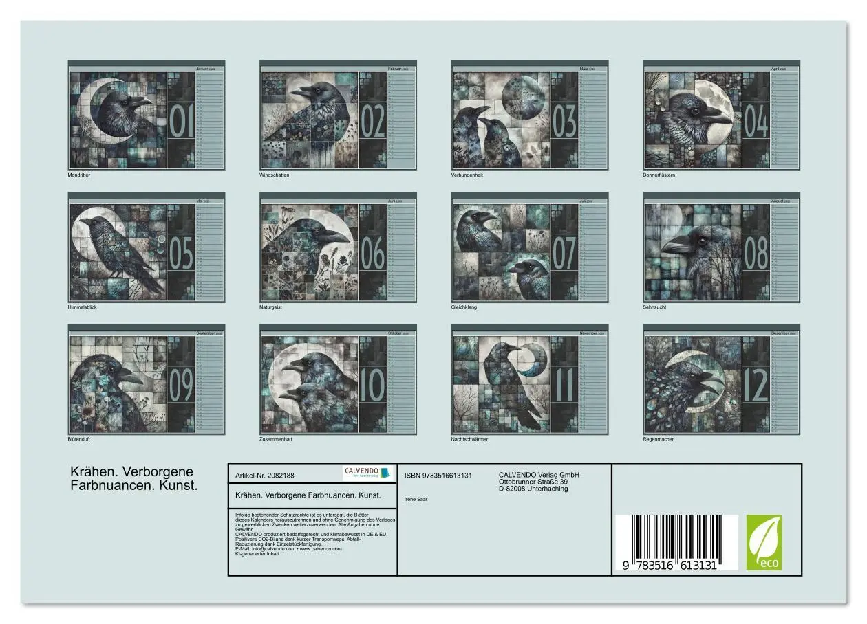 Bild: 9783516613131 | Krähen. Verborgene Farbnuancen. Kunst. (Wandkalender 2026 DIN A4...