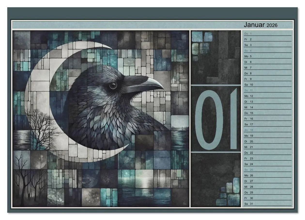 Bild: 9783516613131 | Krähen. Verborgene Farbnuancen. Kunst. (Wandkalender 2026 DIN A4...