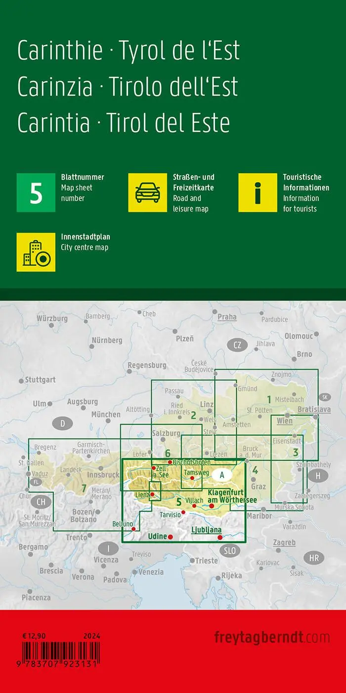 Rückseite: 9783707923131 | Kärnten - Osttirol, Straßen- und Freizeitkarte 1:200.000, freytag &amp;...