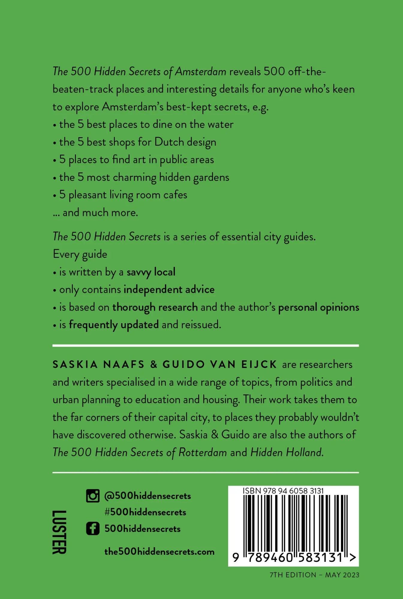 Rückseite: 9789460583131 | The 500 Hidden Secrets of Amsterdam | Guido Van Eijck (u. a.) | Buch